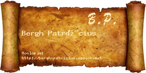Bergh Patrícius névjegykártya